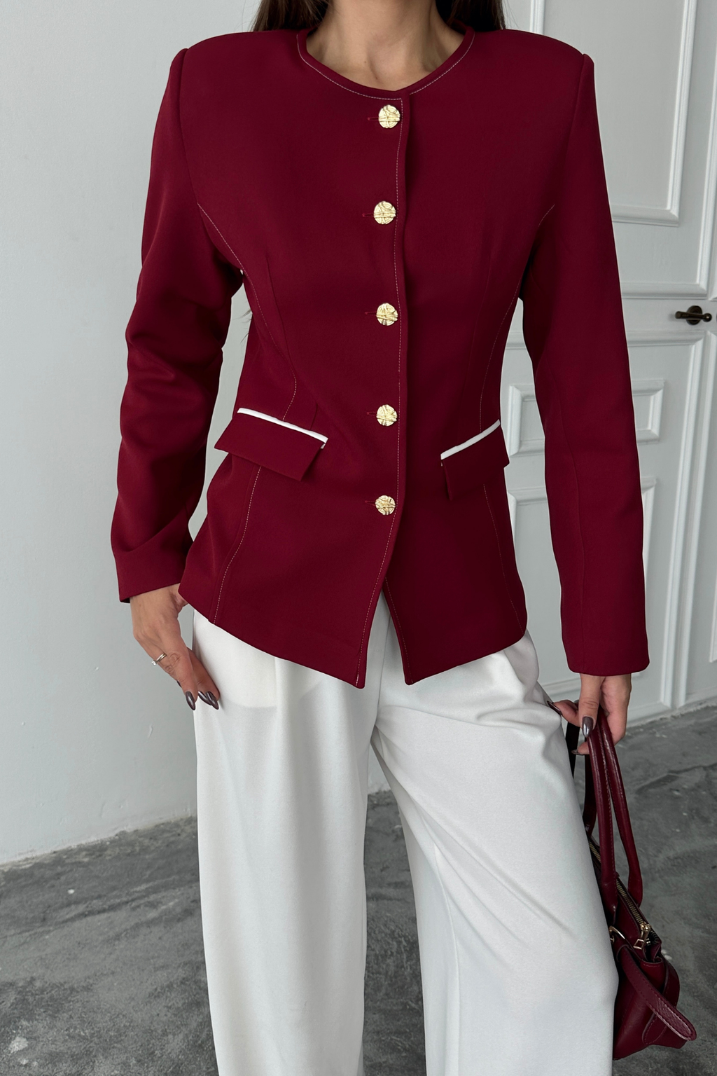 Button Down Blazer ~ Red