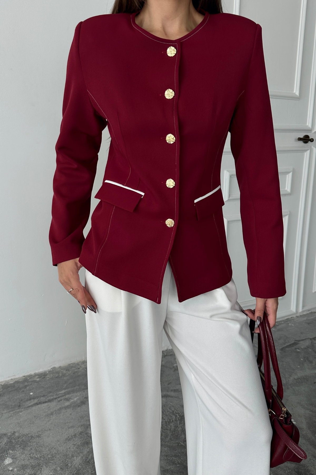 Button Down Blazer ~ Red