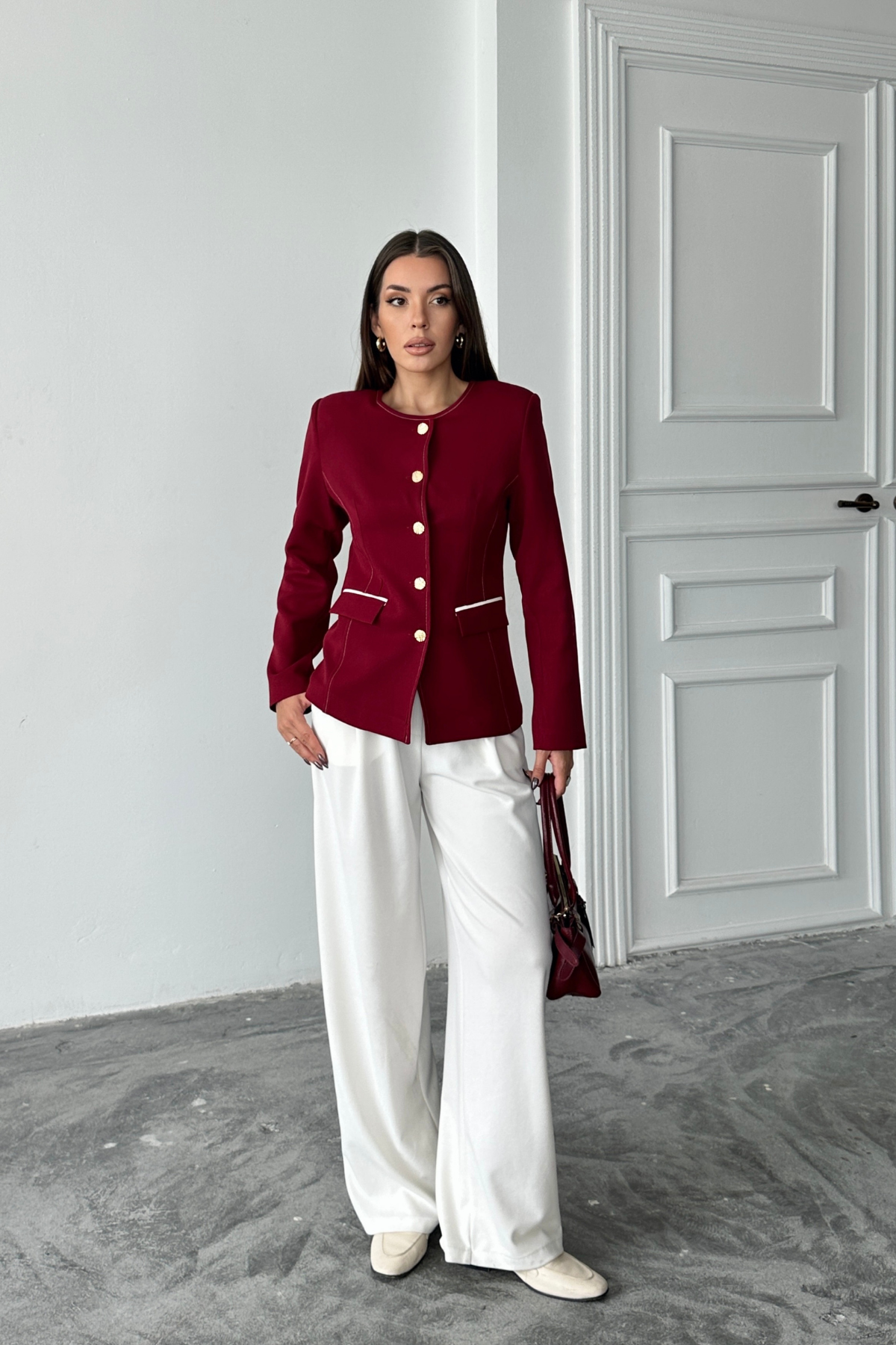 Button Down Blazer ~ Red